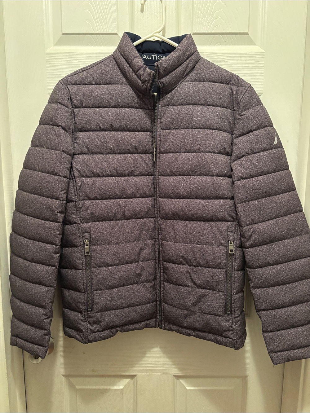 Nautica Men's Quilted Puffer Jacket - reversible gray and black